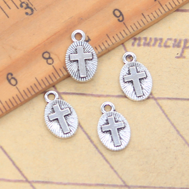 Vintage Fashion Finds - 30pcs Charms Cross 13x8mm Antique Silver