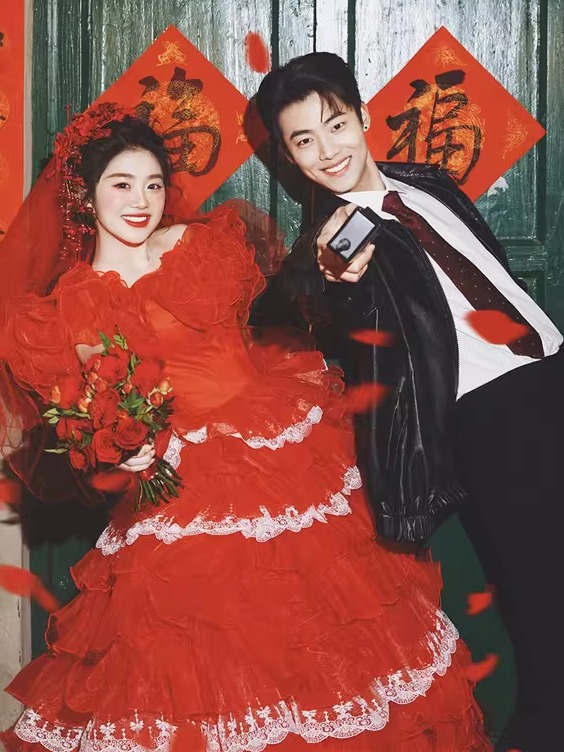 Vintage Fashion Photographers - Red Vintage Street Style Wedding Dress