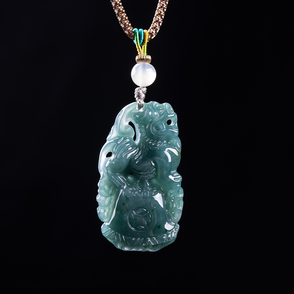 Vintage Fashion Designers - Burmese Jadeite Pixiu Pendant Designer Gemstone