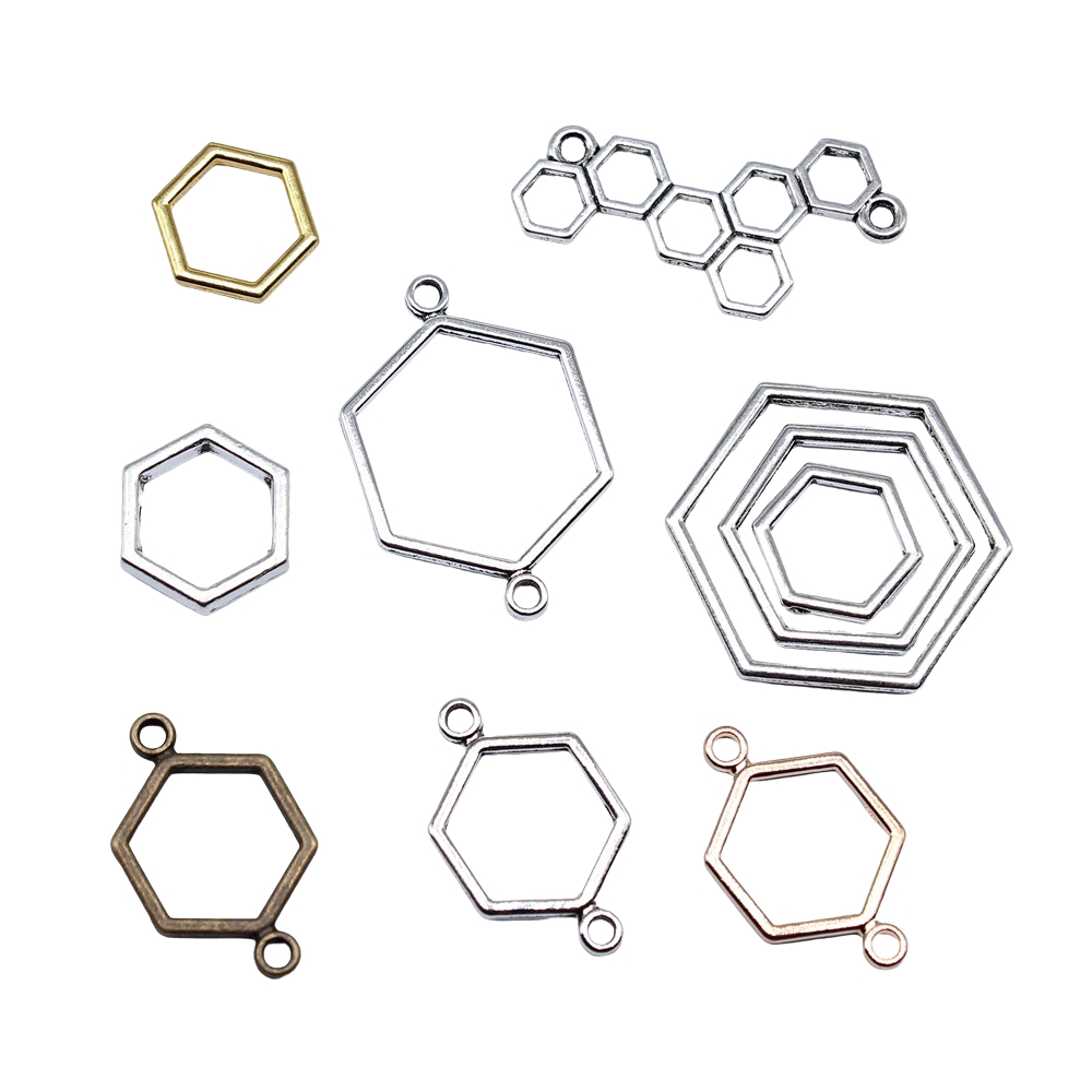 Vintage Fashion Finds - 40pcs Hexagonal Honeycomb Charms Bee Honey