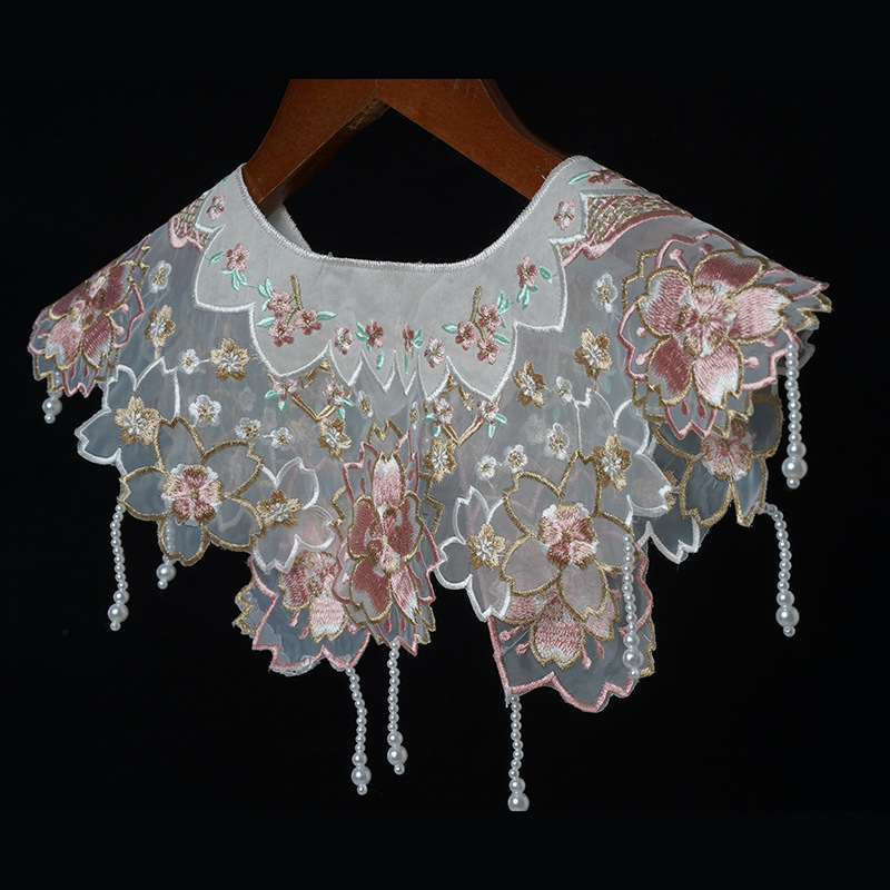 Vintage Fashion Photographers - Women's Flower Wraps Embroidery Mesh Fake