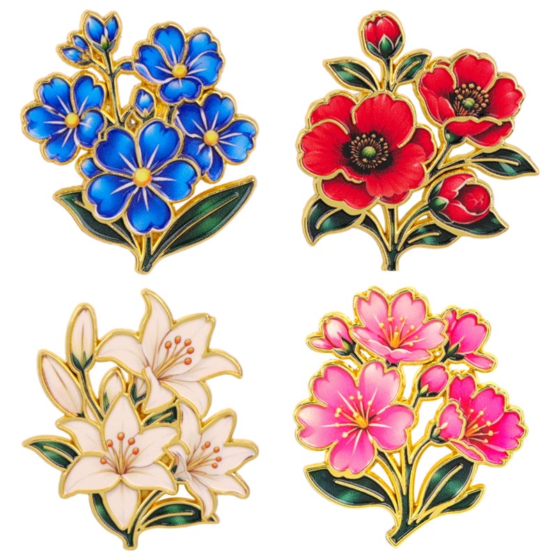 Vintage Fashion Designers - Cute Vintage Colorful Floral Enamel Pin