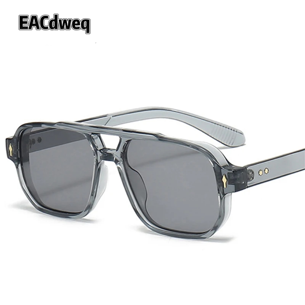 Vintage Fashion Streetwear - Vintage Double Bridges Men Square Sunglasses