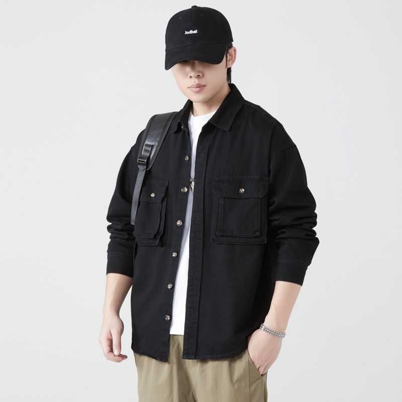 Pure Cotton Tooling Shirts Men - Vintage Fashion Streetwear 评论和价格