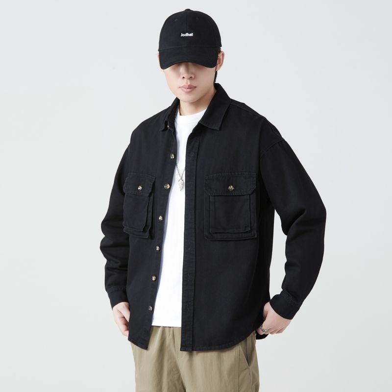 Pure Cotton Tooling Shirts Men - Vintage Fashion Streetwear 评论和价格