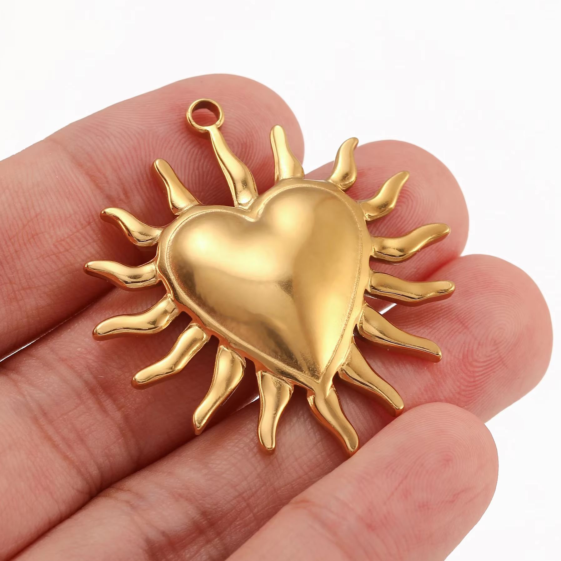 3Pcs Puffy Spike Heart Charm V - Vintage Fashion Finds 评论和价格