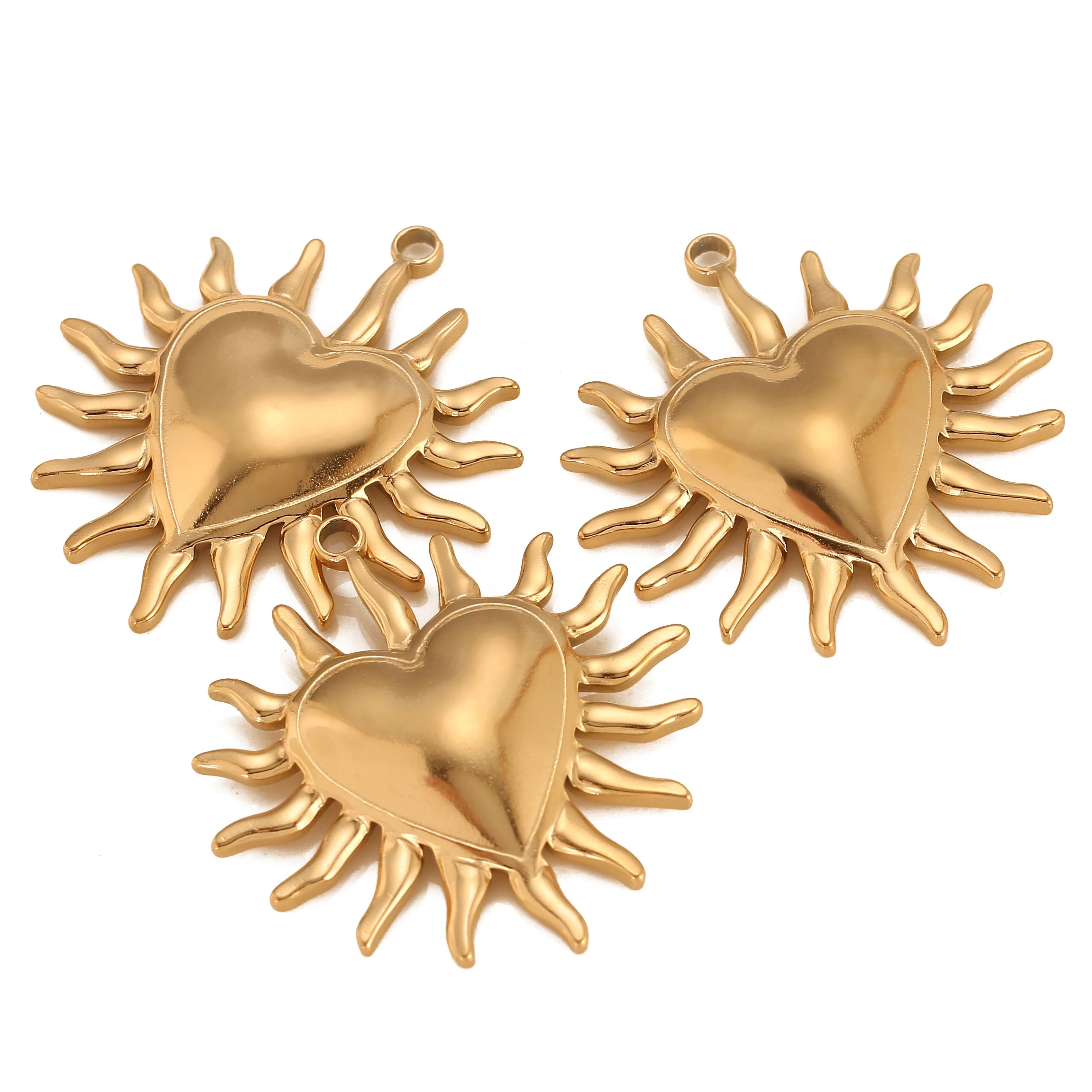 3Pcs Puffy Spike Heart Charm V - Vintage Fashion Finds 评论和价格