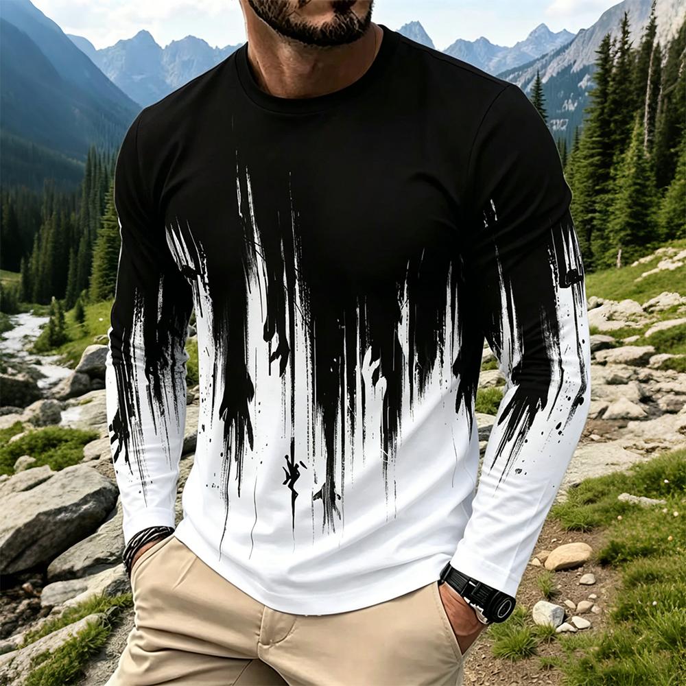 Men's Gradient Ink Splash Long - Vintage Fashion Streetwear 评论和价格