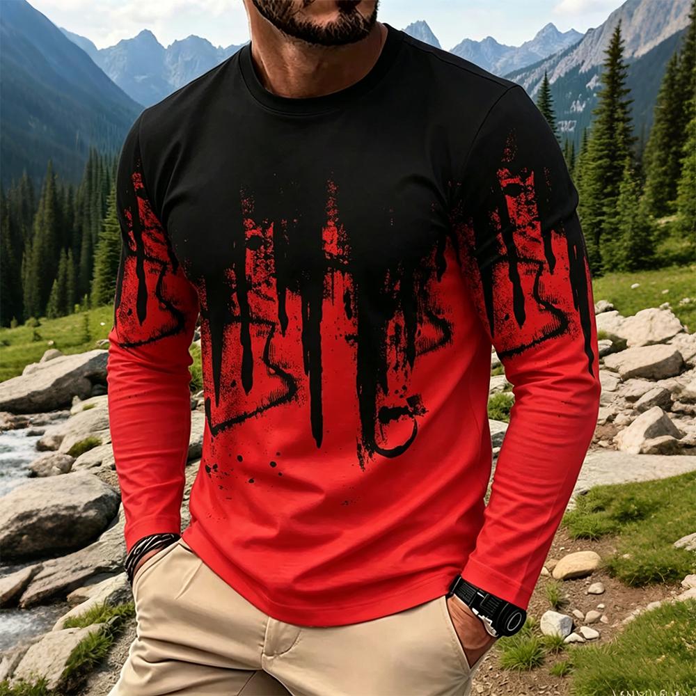Men's Gradient Ink Splash Long - Vintage Fashion Streetwear 评论和价格